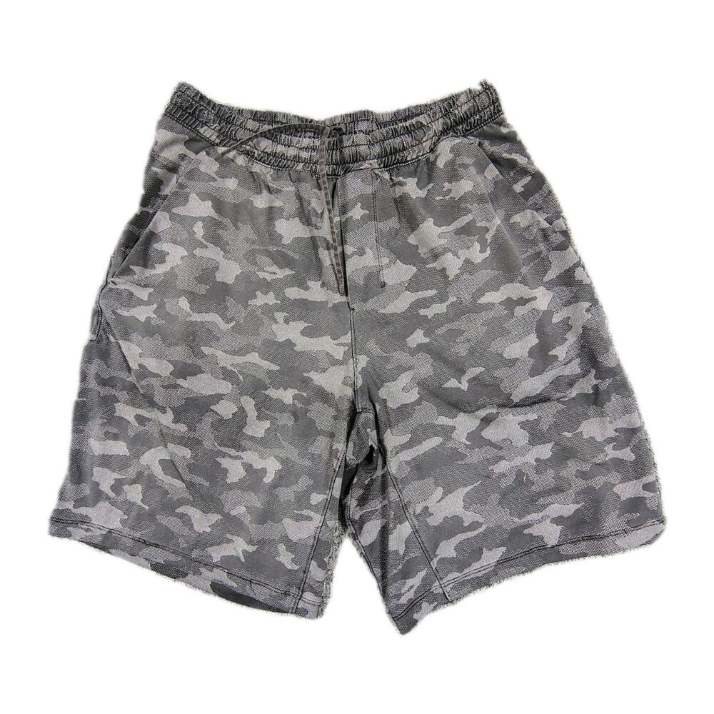 Lululemon Pace Breaker Shorts Men's Large 9" Grey Camo Unlined Athletic Stretch